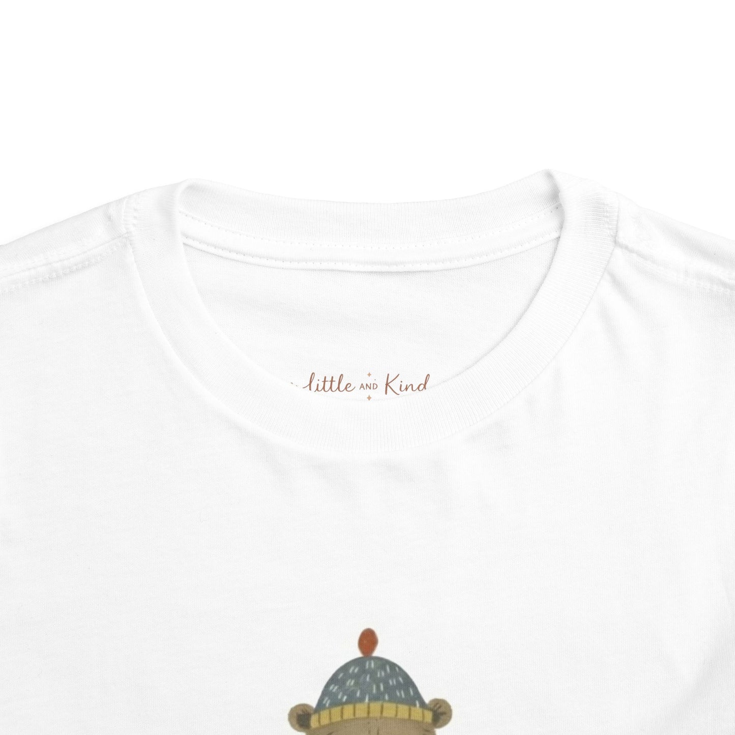 Toddler Tee — Cute Bear in Striped Sweater & Beanie